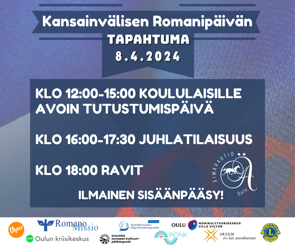 OULU Äimäraution ravirata järjestää kansainvälisen romanipäivän tapahtuman ja iltaravit OULU Äimäraution ravirata järjestää kansainvälisen romanipäivän tapahtuman ja iltaravit