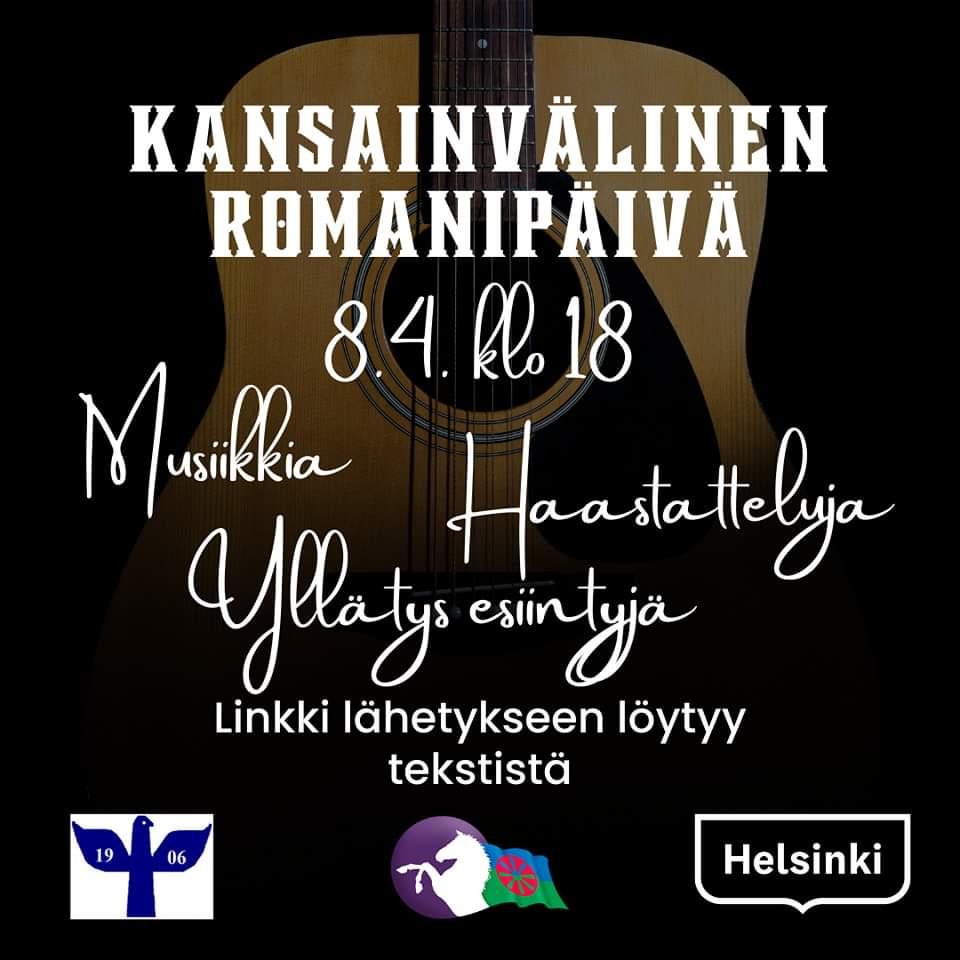 HELSINKI Kansainvälistä romanipäivää juhlitaan verkkolähetyksessä